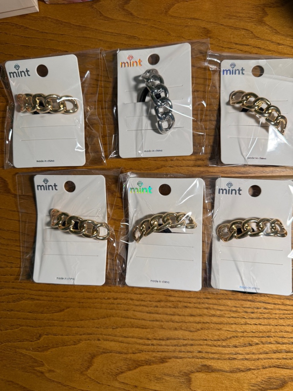 Mint Chain Link Hair Clip Set - Gold & Silver Tones